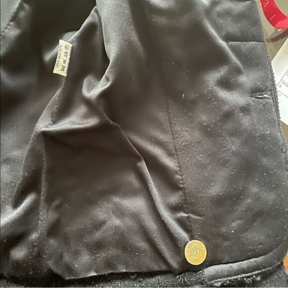 VINTAGE Paula Klein Paris Couture Wool 2-PC Suit Blazer Skirt Black L - Picture 15 of 16